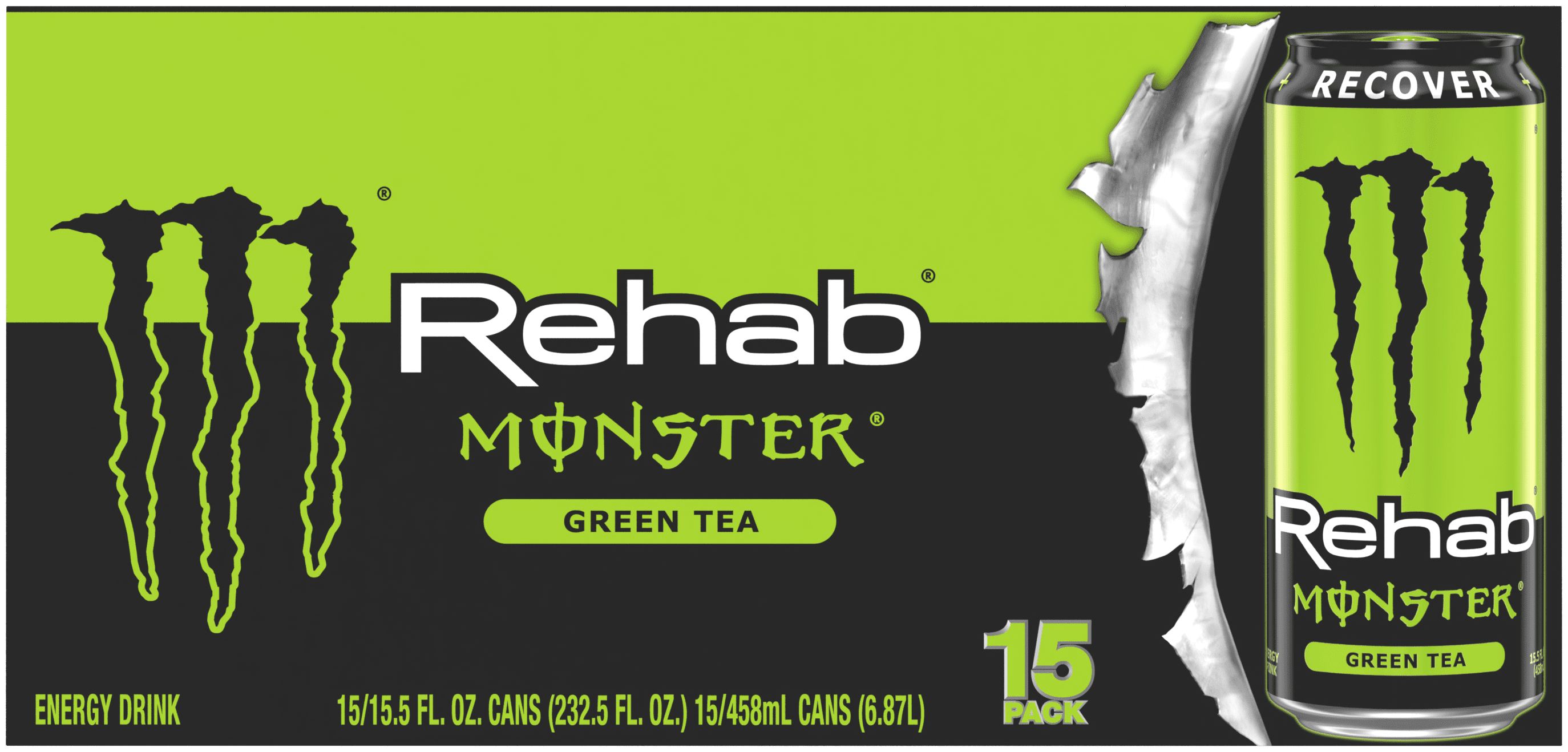 Monster Rehab Green Tea + Energy Drink, 15 Pack - 15.5 fl oz Cans