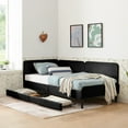thumbnail image 2 of Jopath Twin Size Upholstered with 2 Storage Drawers,Adjustable Velvet Platform Bed Frame for Living Room Bedroom,Black, 2 of 13