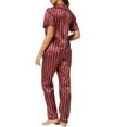 thumbnail image 3 of INSPIRE CHIC Ensemble de Pyjama en Satin pour Femme Soie Floral Manches Courtes Haut et Pantalon 2 Pcs Pyjamas TG Rouge, 3 of 6