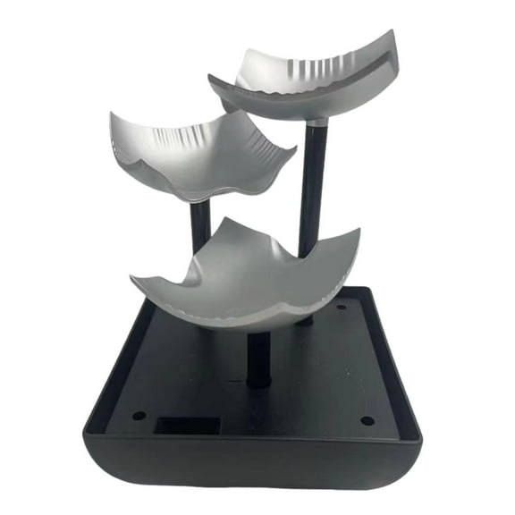 kowaku Indoor Tabletop Fountain Meditation Waterfall Creative with Lights Decoration Unique Waterfall Fountain for Housewarming Gift Silver