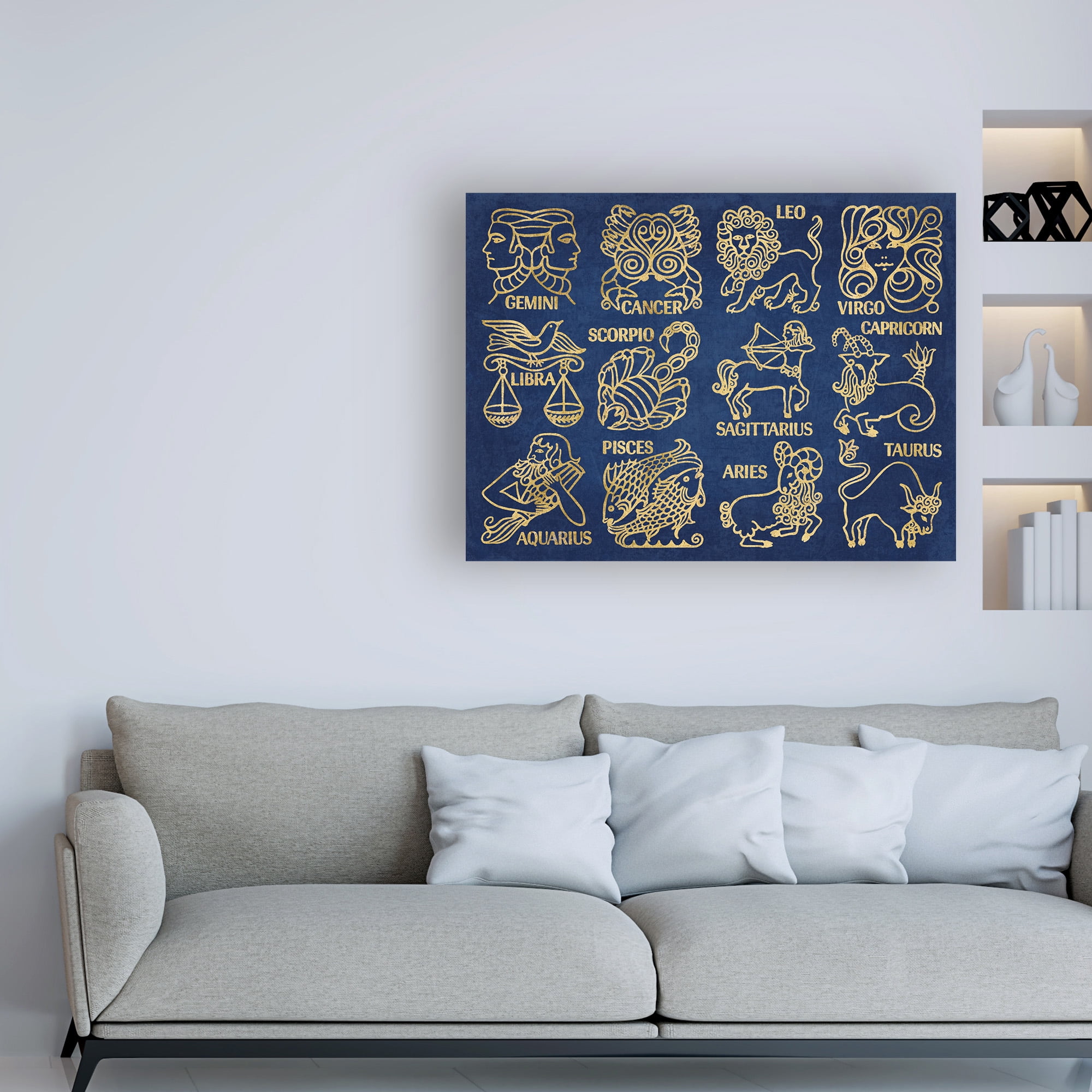 Trademark Fine Art 'What's Your Sign Blue Gold' Canvas Art by Wild Apple Portfolio