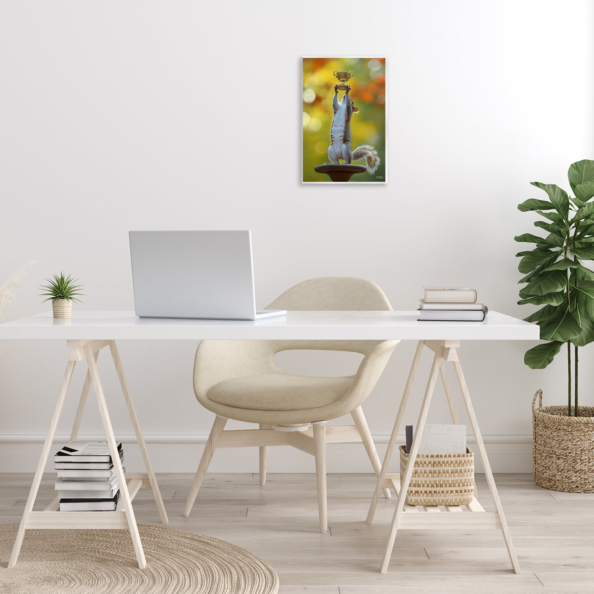 Stupell Industries Squirrel Holding Trophy Novelty Painting Unframed Art Print Wall Art, 10 x 15