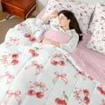 thumbnail image 4 of Manfei Cute Cherry 7-Piece Twin Bedding Sets,Cartoon Bowtie Bow Bedding Comforter Set,Fruit Theme Sheet Sets For Girls,Ultra Soft Home Decor Reversible, 4 of 8