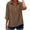 Brown plus size cotton linen blouse a1, variant on Women Plus Size Cotton Linen Blouse 3/4 Sleeve Collared Button Down Shirt Loose Casual Tunic Top Vacation Travel Fashion Clothes, White 3XL