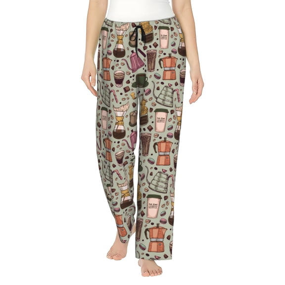 Rateoe Coffee pots cup Pattern Women’s Ultra-Soft Comfy Pajama Lounge Pants Sleepwear,Comfortable Lounge Wear,lightweight Pajamas, Casual Home Wear-