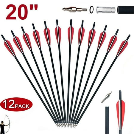 12PCS 20 Crossbow Bolts Carbon Arrows OD 8.8mm Archery Crossbow Arrows