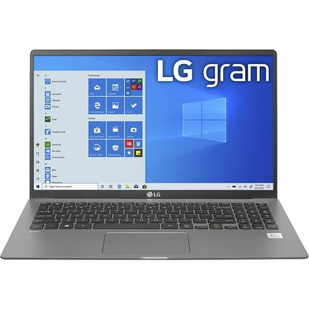 LG gram 15Z90N Laptop 15.6" IPS Ultra-Lightweight, (1920 x 1080), 10th Gen Intel Core i7 , 8GB RAM, 256B SSD, Windows 10 Home, 17 Hour Battery, USB-C, HDMI, Headphone input - Silver
