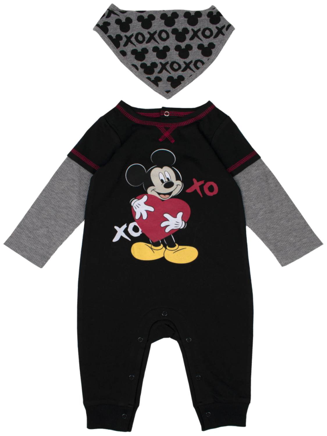 Disney Infant Boys Mickey Mouse Valentines Outfit Coverall & Bandana Bib Set  6-9 - Walmart.com