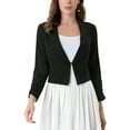 thumbnail image 5 of Allegra K Women's Cropped Notched Lapel Long Sleeve Blazer, 5 of 6
