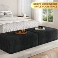 thumbnail image 3 of Large Oversized Ottoman Bench for Living Room, Extra Seating & Coffee Table for Sofa, Plush Corduroy Pouf Footrest, No Assembly Needed, Rectangle Floor Ottoman, (Black), 3 of 11