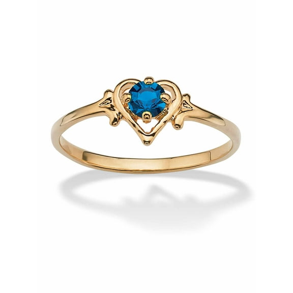 PalmBeach Jewelry Oval-Cut Simulated Birthstone Heart-Shaped Ring in Gold-Plated