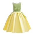thumbnail image 2 of AoDai Deluxe Princess Tiana Costumes Little Girls Dress Fancy Gown for Cosplay Halloween Party, 2 of 5