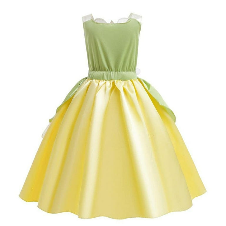 HAWEE Deluxe Princess Tiana Costumes Little Girls Dress Fancy Gown