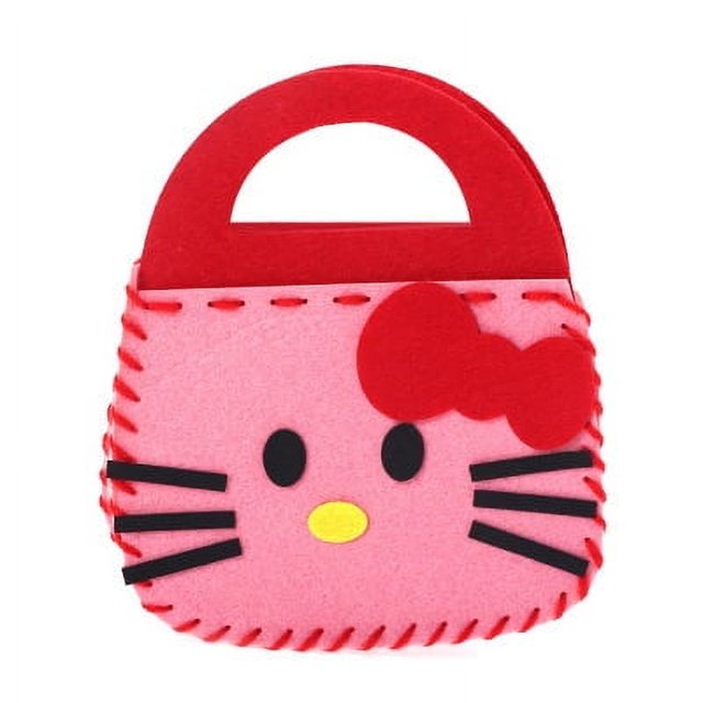 Bolso de tela no tejida, bolso no tejido hecho a mano DIY, bolso cosido a mano con producción de pasta tridimensional de dibujos animados para niños pequeños