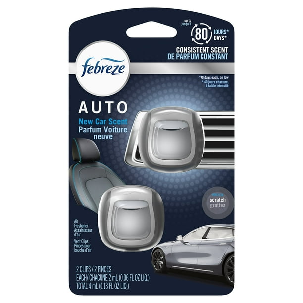 Ambientador con clip para ventilación de coche Febreze, aroma a coche nuevo, 4 ml