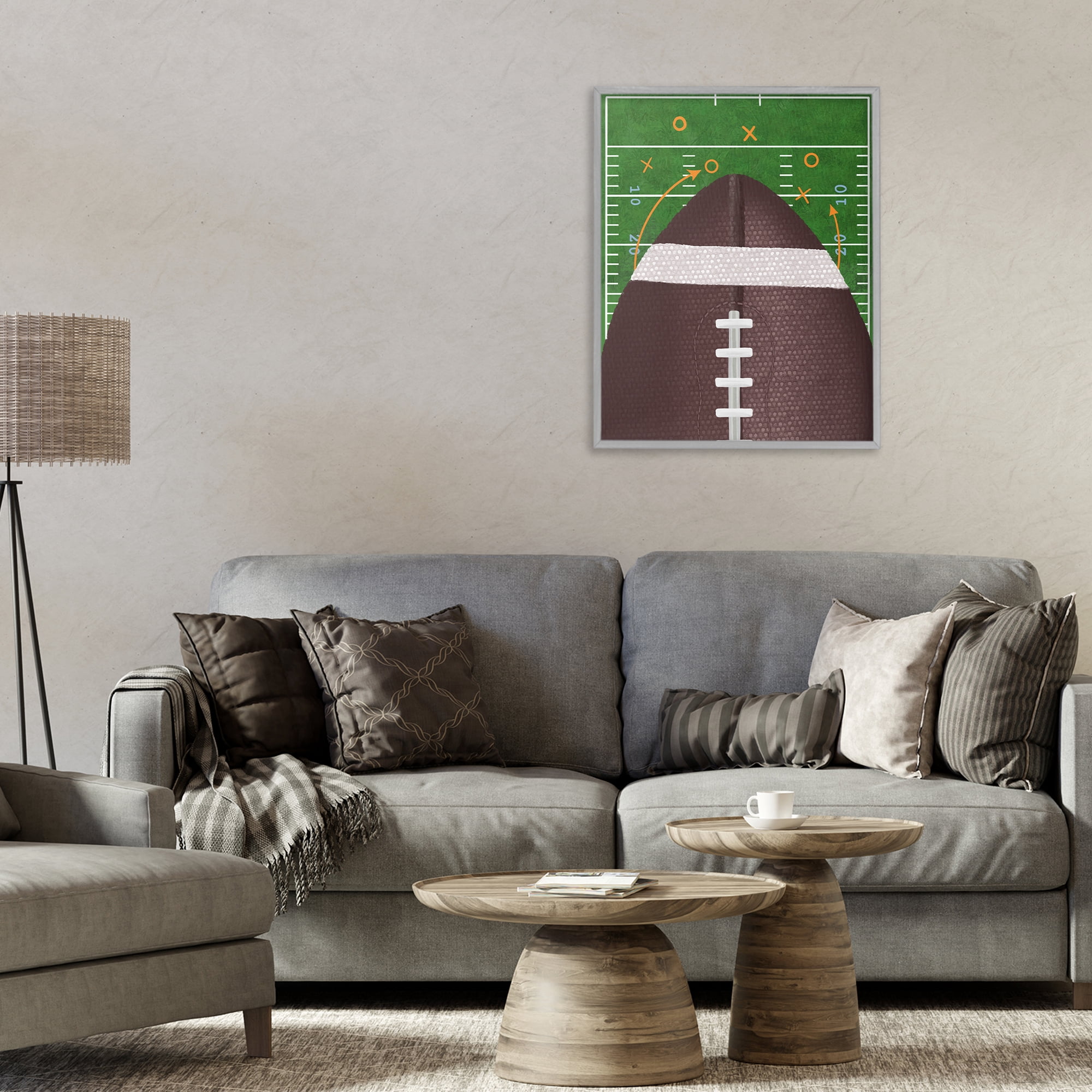 Stupell Industries Football Field Tactics Gray Framed Giclee Art, design by Jennifer Stith