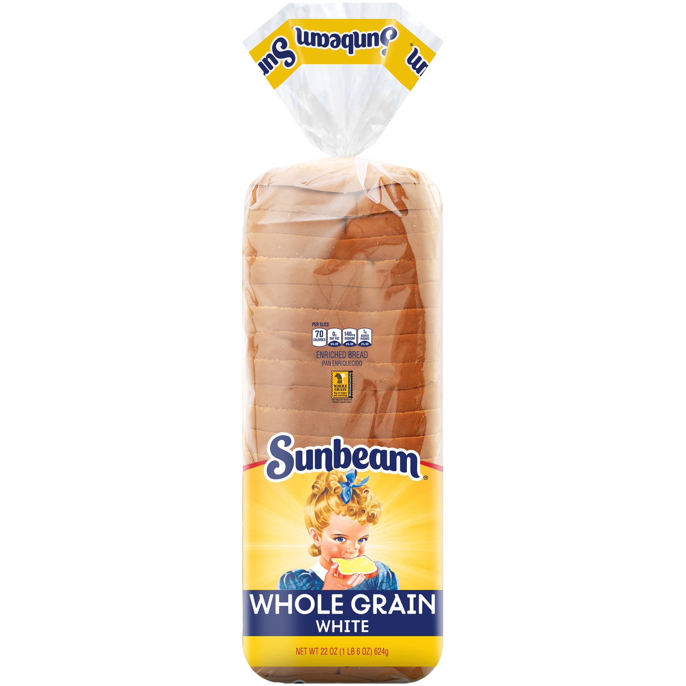 Sunbeam Whole Grain White with Bread Loaf, Fresh, 22 oz, 22 Count