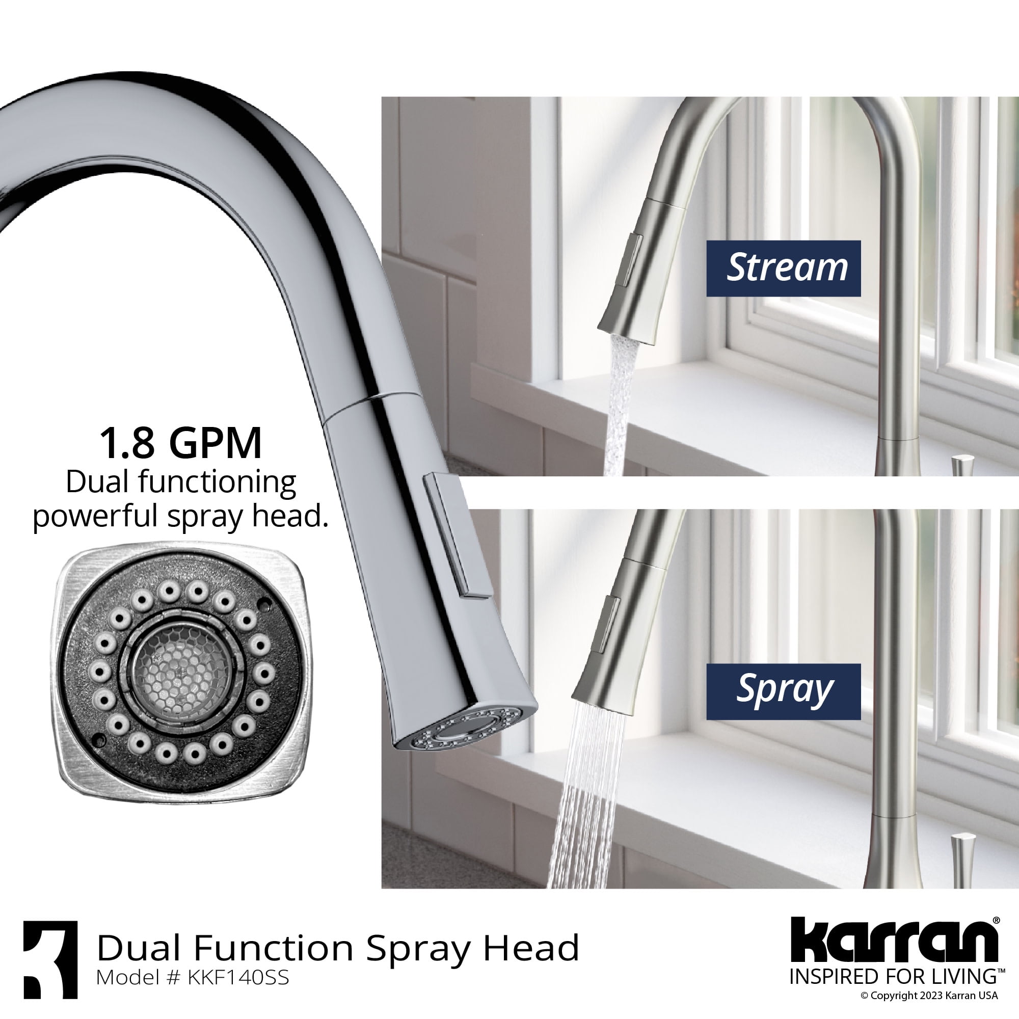 Karran Standerton KKF140 Single Handle Pull-Down Sprayer Kitchen Faucet in Chrome