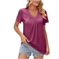 thumbnail image 3 of Fesfesfes Soft T Shirt Womens Fashion Solid Color Round Neck Comfortable Loose T-shirt Sleeveless Blouse Casual Tops Short Sleeve Athletic Tops for Women XS(US:2), 3 of 5