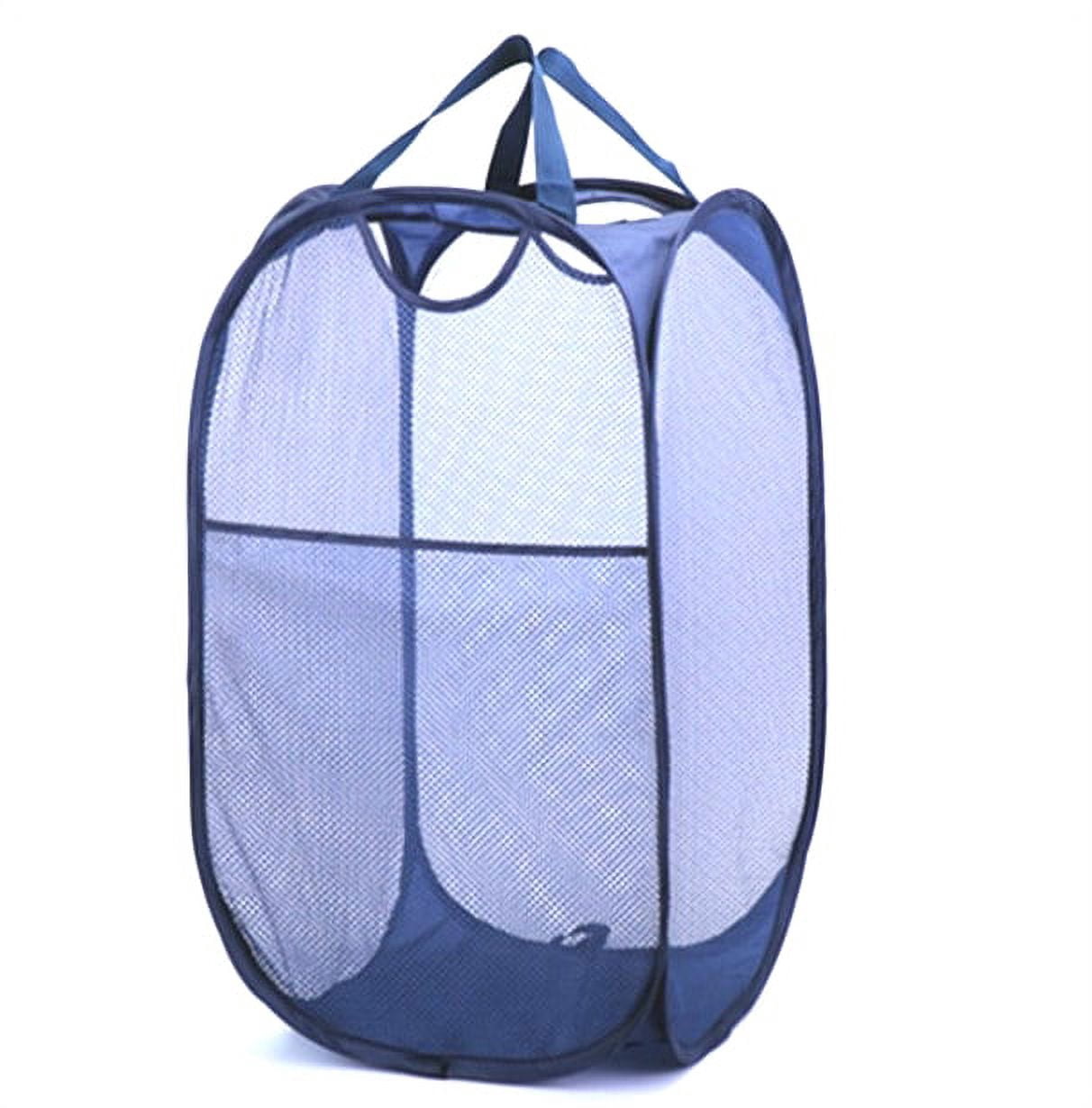 TechWonder Mesh Pop Up Laundry Basket With Side Pocket - Dark Blue