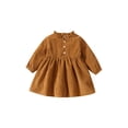 thumbnail image 1 of xiaxaixu Robe pour Enfants, Filles Couleur Unie Col Rond Manches Longues à Volants une-Pièce, 1 of 9