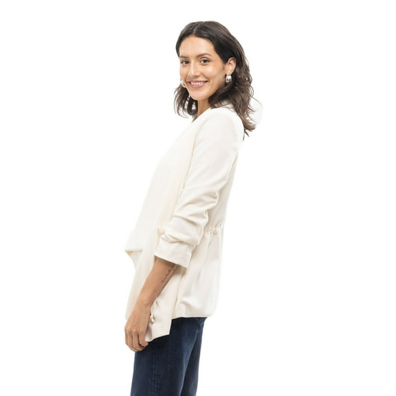 Drawstring Waist Knit Crepe Blazer