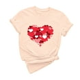 thumbnail image 2 of POTETI Women Valentines Day Shirts Tee Shirts for Women,Women Valentine's Day Gifts for Wife Beige Shirts Casual Crew Neck Heart Print Tops, 2 of 6