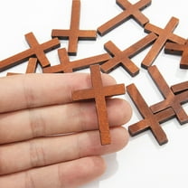 PBPBOX 50pcs Crosses Pendants Handheld Pendant Brown Wood Decoration for Crafts