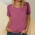 thumbnail image 4 of Womens Basic T-Shirts Rib Knit Short Sleeve Tops Solid Crewneck Tees Shirt Fashion Summer Tunic Top, 4 of 6