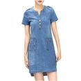 thumbnail image 6 of gakvbuo Summer Dresses for Women 2023 Plus Size Dress for Women Sundresses Women'S Dress Short Sleeve Slim V-Neck Distressed Dress Denim Dress, 6 of 9