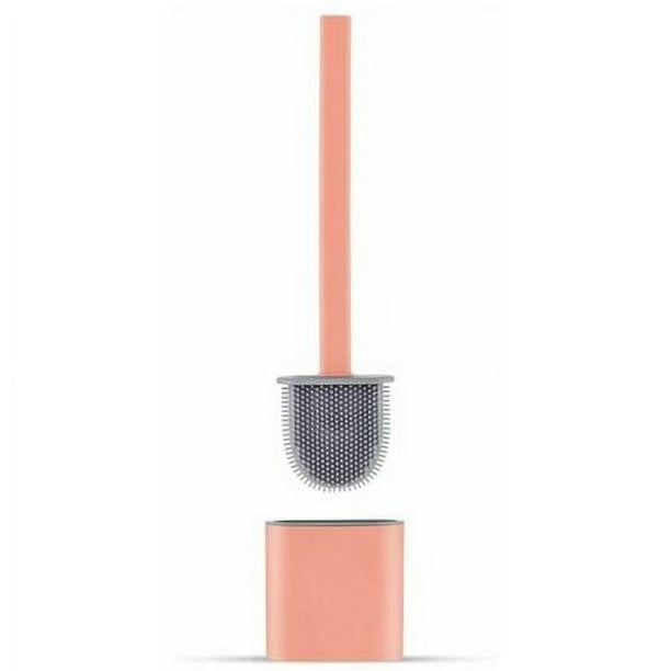 Escobilla de baño de silicona plana Escobilla de baño y soportes, antigoteo, antibacteriano, escobilla de baño ventilada, inodoro de secado rápido, escobilla de baño para montaje en pared/suelo, baño