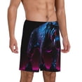 thumbnail image 2 of Rateoe Futuristic Purple Panther Print Men's Lounge Shorts – Soft & Breathable Pajama Bottoms with Pockets, Elastic Waistband, Lightweight Sleepwear for Nightwear & Loungewear-4X-Large, 2 of 6