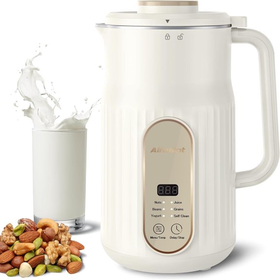 Nut Milk Maker, AlfaBot Automatic Nut Milk Maker ,Almond Milk Machine,Plant-Based Milk, Oat, Soy, Yogurt, ,Delay Setting& Auto Clean