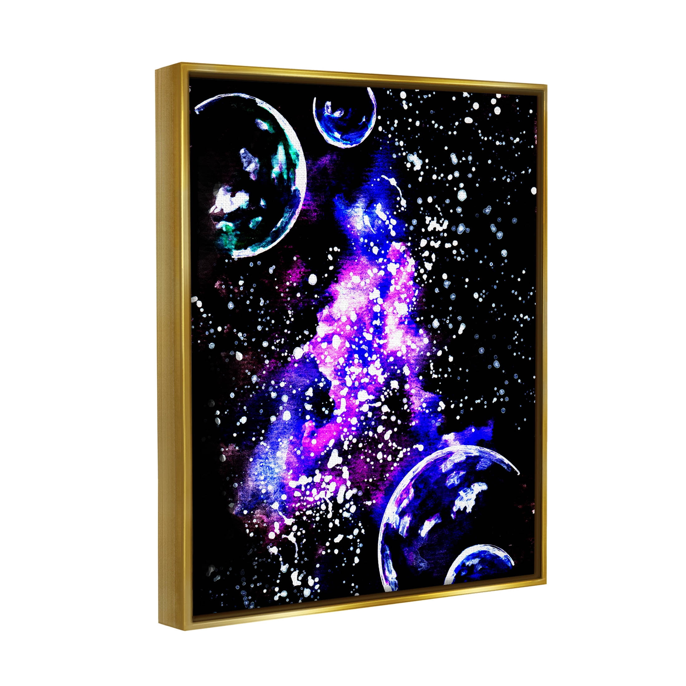 Bold Purple Galaxy Nebula Art for Kids Painting Metallic Gold Framed Art Print Wall Art