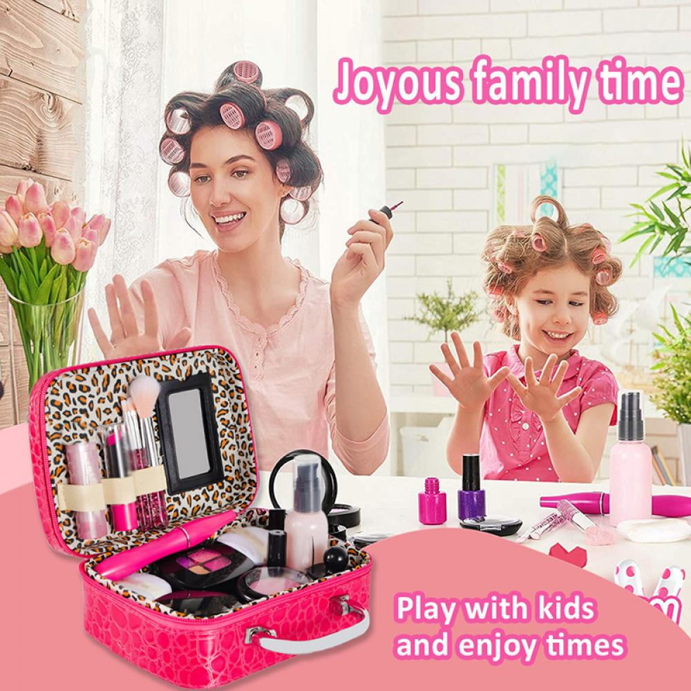 Click N' Play Cosmetic and Makeup Set for Girls, Includes Floral Tote Bag  and 8-piece for Pretend Play - Pretend Makeup for Toddlers