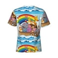 thumbnail image 6 of Vsdgher Rainbow Animals on Noah's Ark Print Men's Dry Fit Mesh Athletic Shirts Moisture Wicking Tennis T-Shirt Tops, 6 of 9