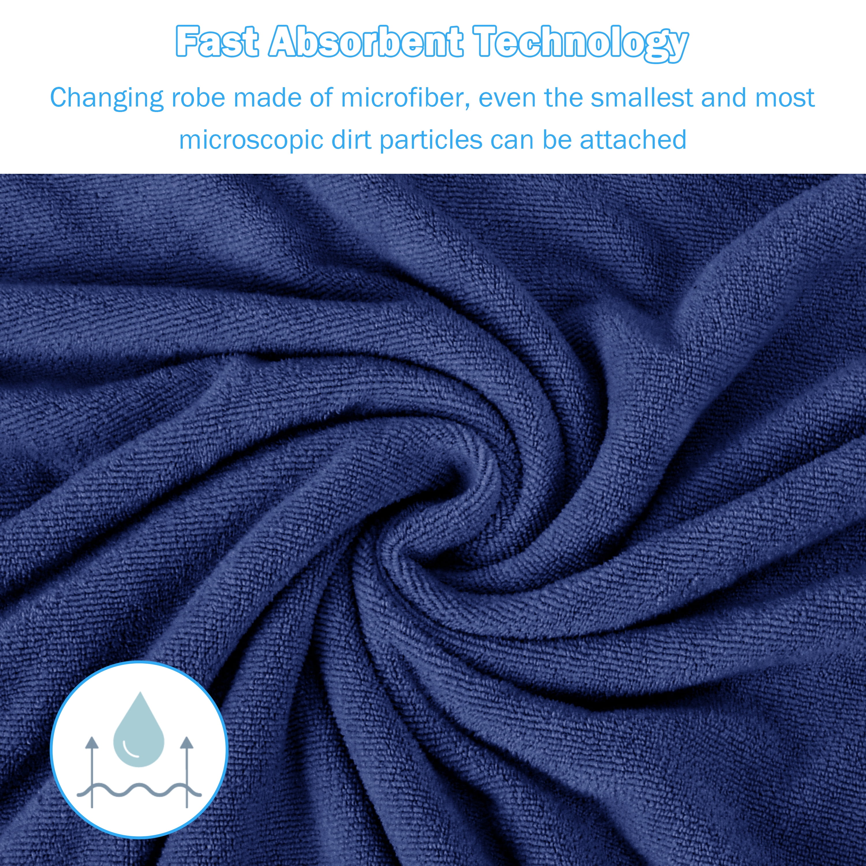 Catalonia Surf Beach Changing Towel With Hood, Absorbent Microfiber Robe Poncho, Men & Women, Navy