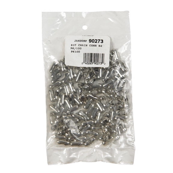 Jandorf Specialty Hardware 90273 Number-10 Steel Beaded Chain Connector, Nickel Plated, 100-Pack