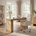 thumbnail image 2 of COLAMY RILLE 60" Electric Standing Desk with Drawers, Modern Stone Look Adjustable Height Desk with Cabinet Base, Fluted Executive Sit Stand Desk for Home Office, 2 of 11