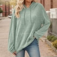 thumbnail image 4 of Plain Ribbed Hoodies for Women Fall Winter Long Sleeve Basic Hooded Sweatshirt with Pockets Pullover Tops, 4 of 6