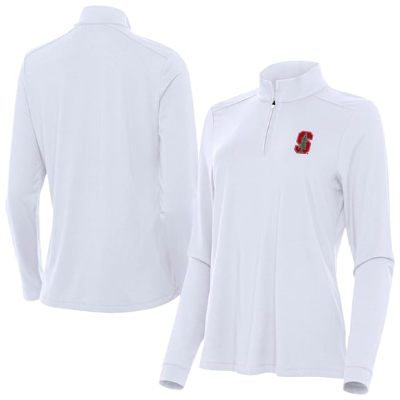 Women's Antigua White Stanford Cardinal Intent Quarter-Zip Top