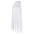 thumbnail image 4 of Inleife Womens Solid Color Perspective Pleated Skirt With Lace Shiny Crystal Mesh Buttocks Wrapped Skirt High Waisted And Long Half Length Skirt White S, 4 of 7