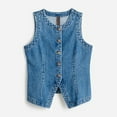 thumbnail image 5 of Denim Vest Women, Yigetop Women's Tops Summer 2025 Denim Vest Jacket Jean Vest Top for Women Blue2 M, 5 of 9