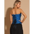 thumbnail image 4 of Corsé con Cordones para Mujer Corsé Victoriano sin Tirantes Bustier para Fiestas Halloween Carnaval  Azul oscuro L, 4 of 5