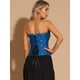 thumbnail image 4 of Corsé con Cordones para Mujer Corsé Victoriano sin Tirantes Bustier para Fiestas Halloween Carnaval  Azul oscuro L, 4 of 5