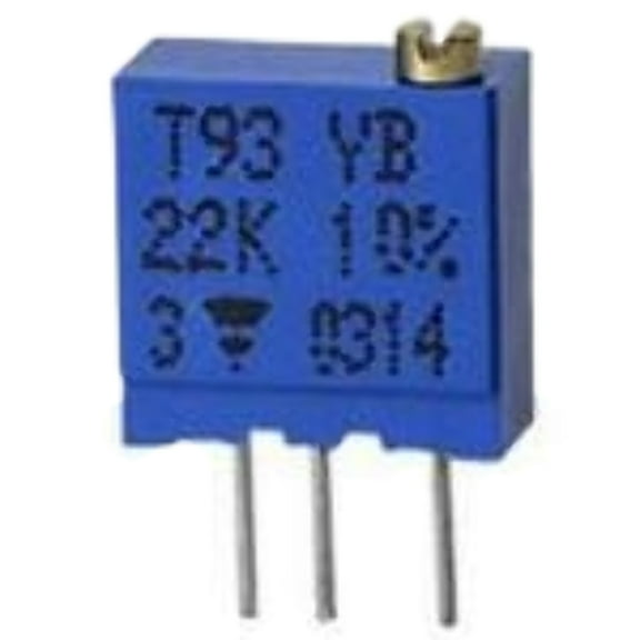 Pack of 4 T93XB103KT20 Res Cermet Trimmer 10K Ohm 10% 0.5W(1/2W) 21(Elec)/23(Mech)Turns 2.2mm (11 X 5 X 9.8mm) Pin Thru-Hole Tube