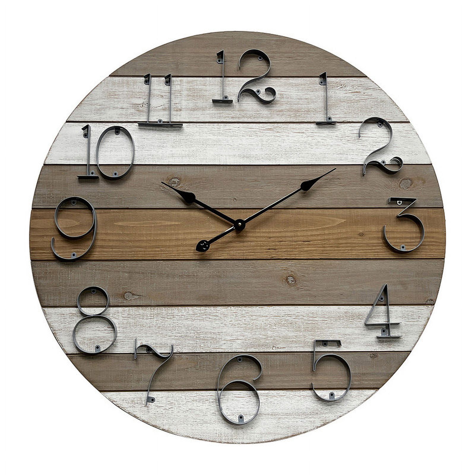 Brenna Round Wood Rustic Farmhouse Style Wall Clock