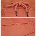 thumbnail image 4 of Men's Drawstring Elastic Waist Multi Pocket Lightweight Cotton Cargo Shorts (Orange, 34), 4 of 4