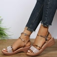thumbnail image 4 of CQONEPT Low Wedge Sandals for Women Dressy Summer: Sparkly Rhinestone Open Toe Fashion Dress Shoes - Comfortable Casual Wedge Sandals - Wedge Ankle Strap Womens Sandals Size 7.5 Gold, 4 of 8