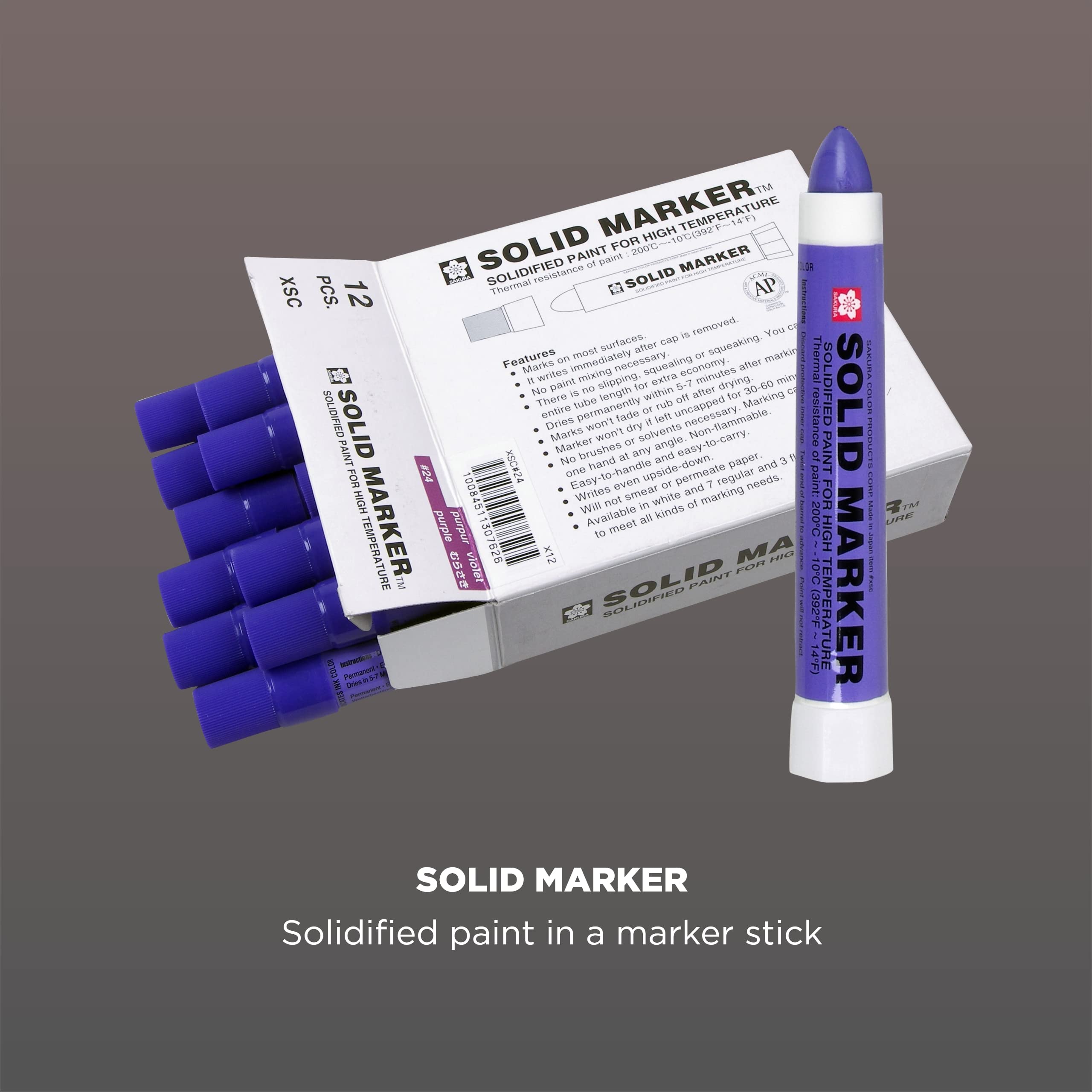 Sakura Solid Paint Markers - Permanent Marker Paint Pens - Window, Wood, & Glass Marker - Purple Paint - 12 Pack